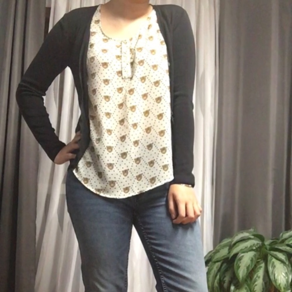 HENRI BENDEL • Silk Ribbed Cardigan Size Medium